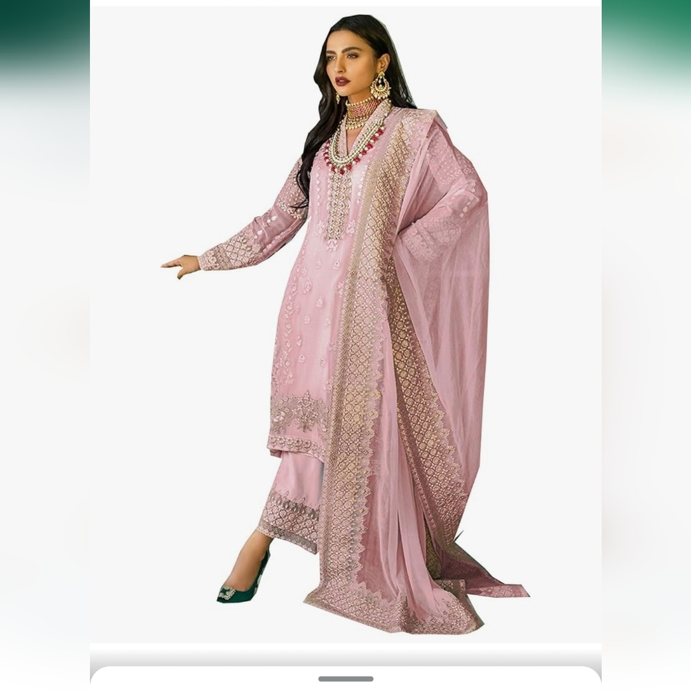 Delisa New Wedding Party Embroidered Salwar Kameez Indian Dress Ready to Wear